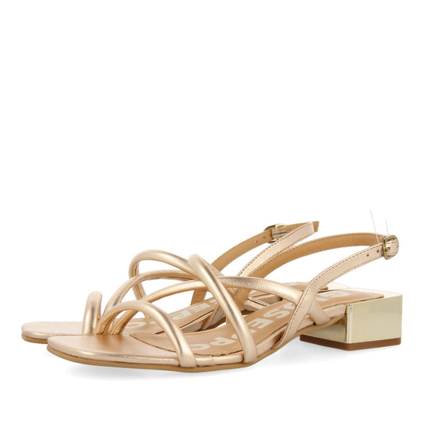 SANDALIAS ORO ROSA CON TACÓN METALIZADO PARA MUJER KOVARID