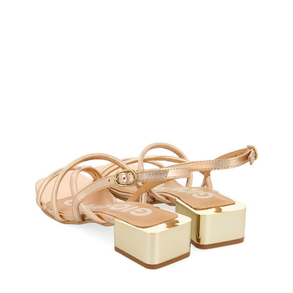 SANDALIAS ORO ROSA CON TACÓN METALIZADO PARA MUJER KOVARID