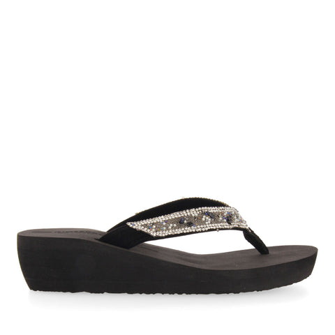 BLACK WEDGE FLIP FLOPS FOR WOMAN MEZZAGO
