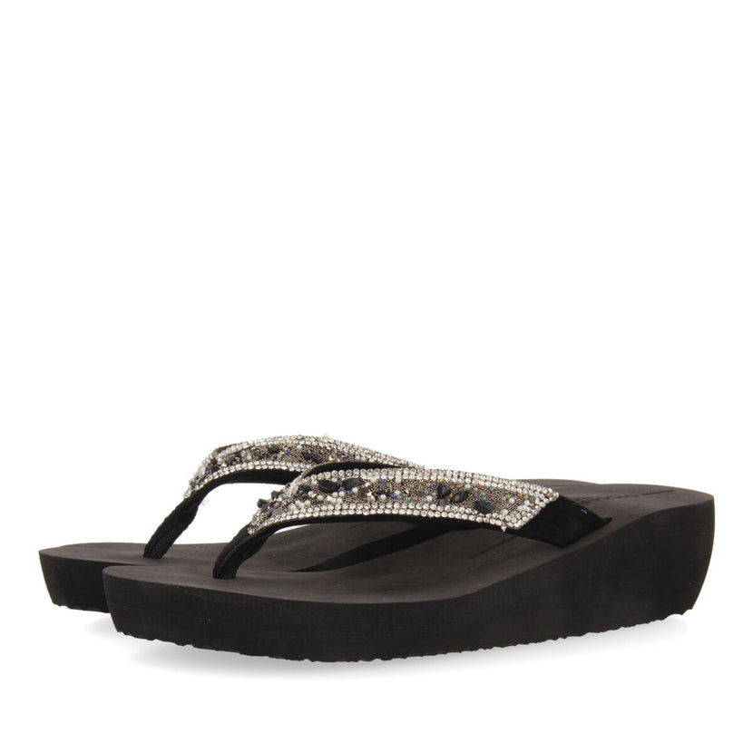 BLACK WEDGE FLIP FLOPS FOR WOMAN MEZZAGO