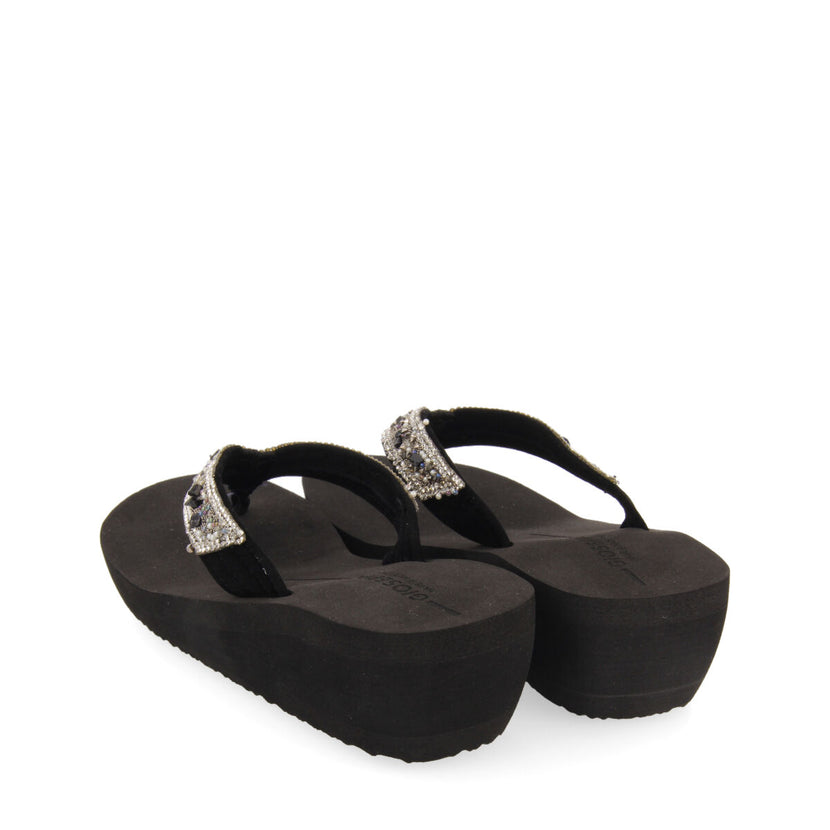 BLACK WEDGE FLIP FLOPS FOR WOMAN MEZZAGO