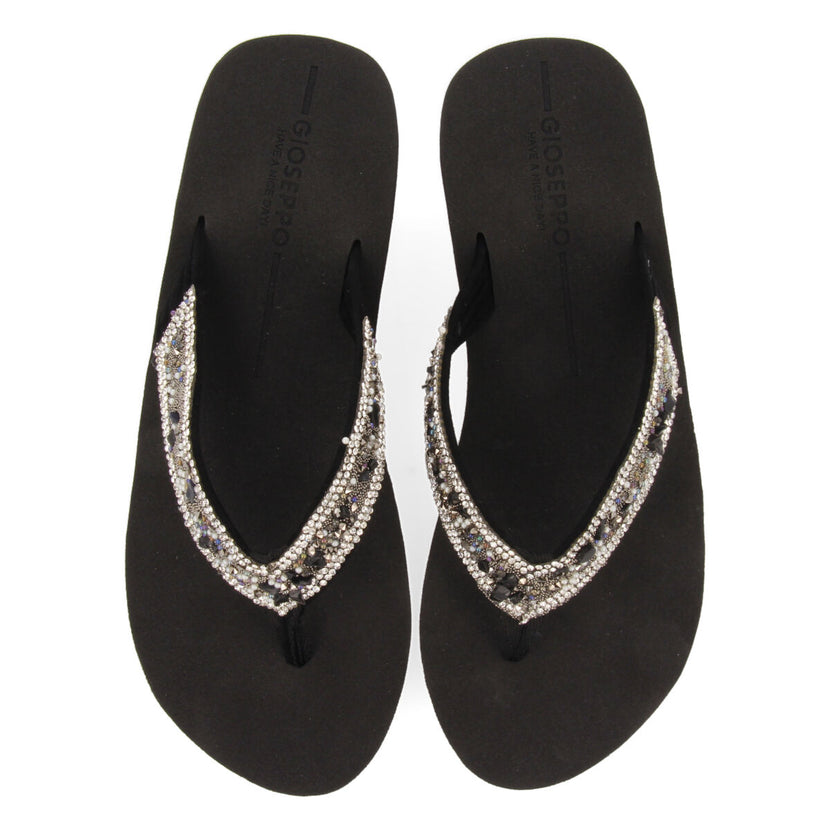 BLACK WEDGE FLIP FLOPS FOR WOMAN MEZZAGO