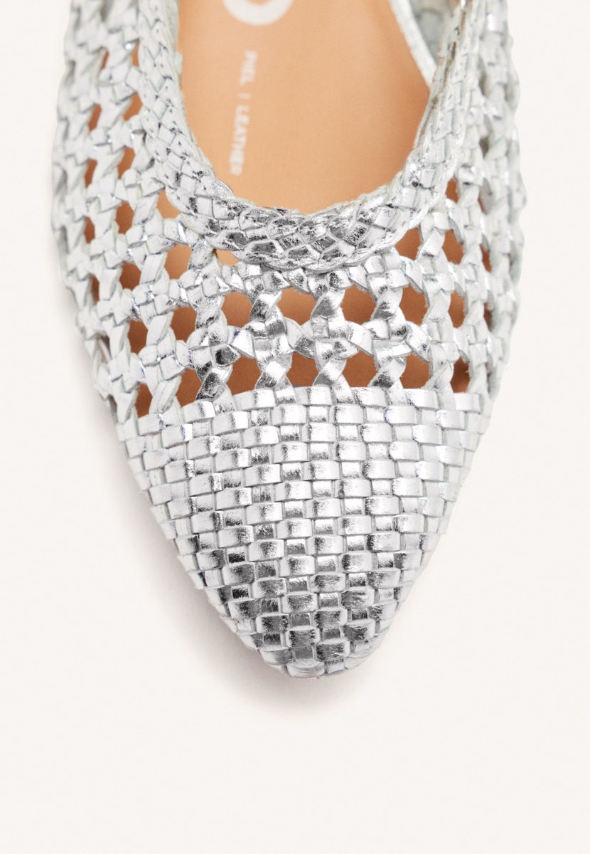 BALLERINE INTRECCIATE IN PELLE IN COLOR ARGENTO DA DONNA GUATAVITA