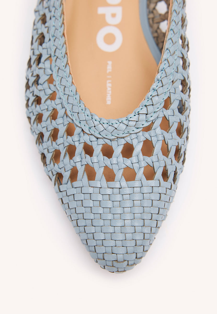 BALLERINE INTRECCIATE IN PELLE IN COLOR CELESTE DA DONNA ARGIRITA