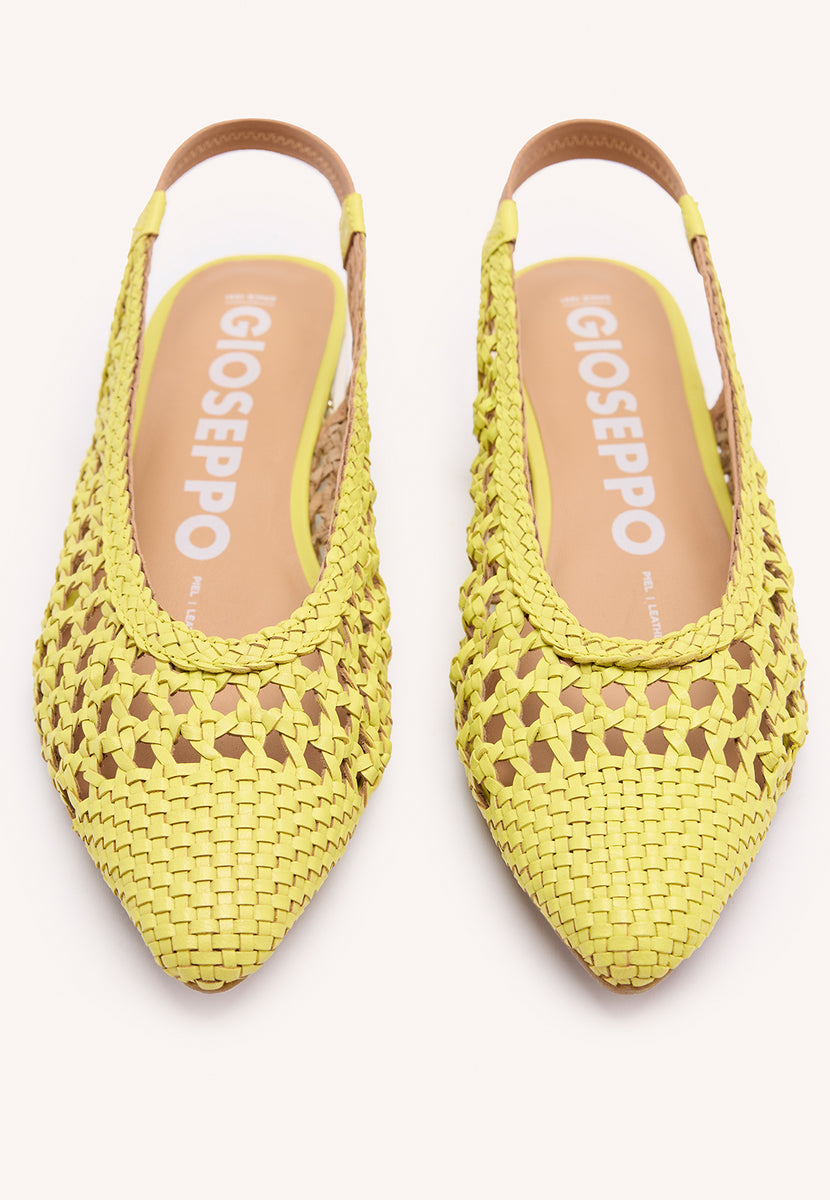 BALLERINE INTRECCIATE IN PELLE IN COLOR LIME DA DONNA ARGIRITA
