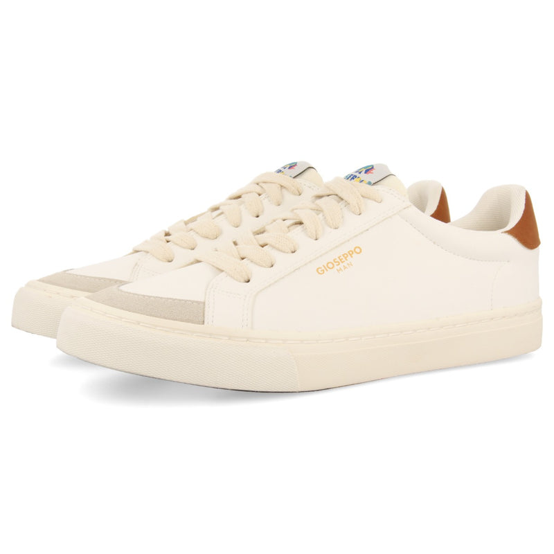 Sneakers blancas con detalles en color cuero para hombre roujan