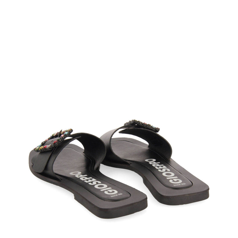 Jequitai women's flat slide sandals with multicoloured crystal buckles