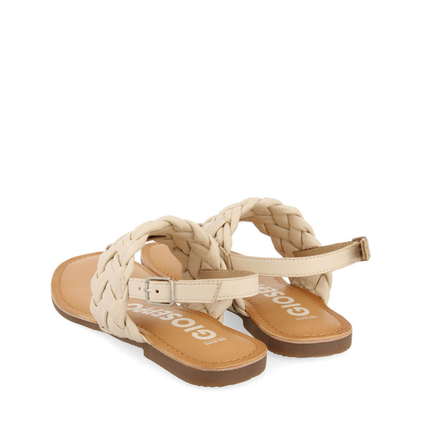 Sandali bassi off-white in pelle intrecciata per donna sergines