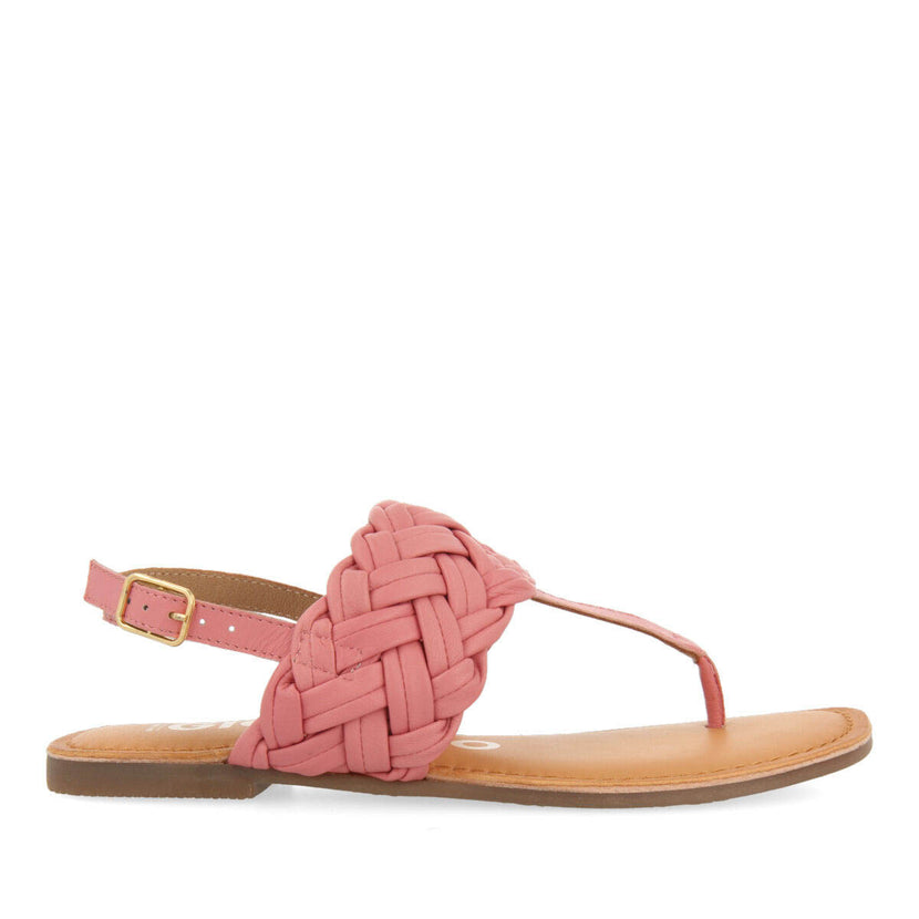 Sandali bassi rosa in pelle intrecciata per donna sergines