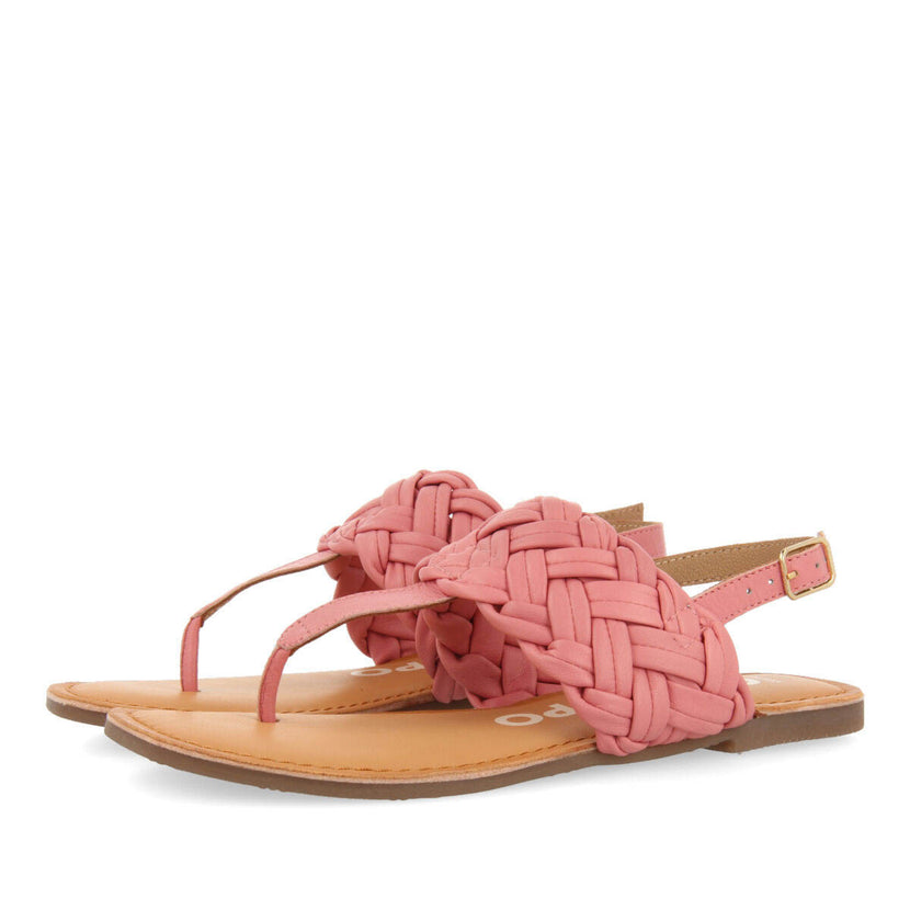 Sandali bassi rosa in pelle intrecciata per donna sergines