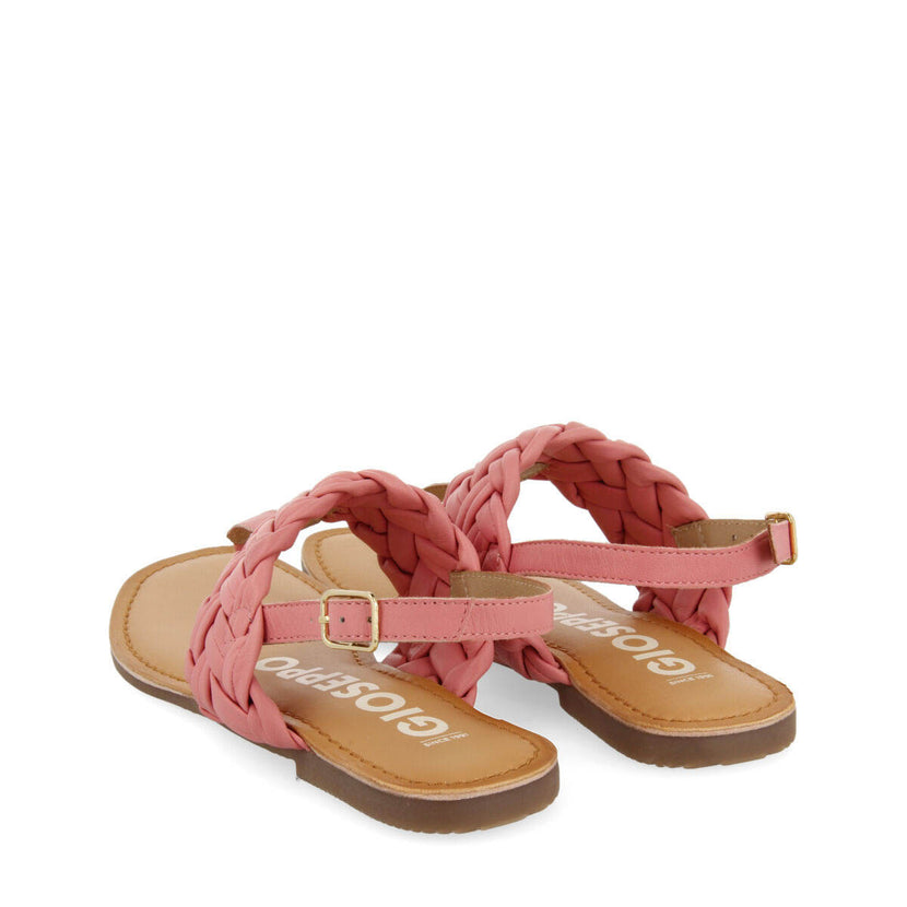 Sandali bassi rosa in pelle intrecciata per donna sergines