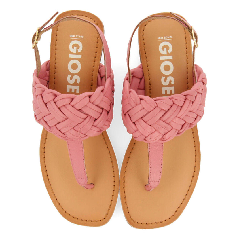 Sandali bassi rosa in pelle intrecciata per donna sergines