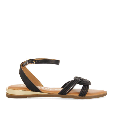 SANDALI NERI CON STRISCE ANNODATE PER DONNA TELHA