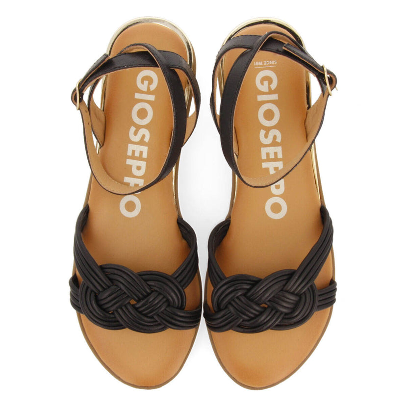 Sandali neri con strisce annodate per donna telha