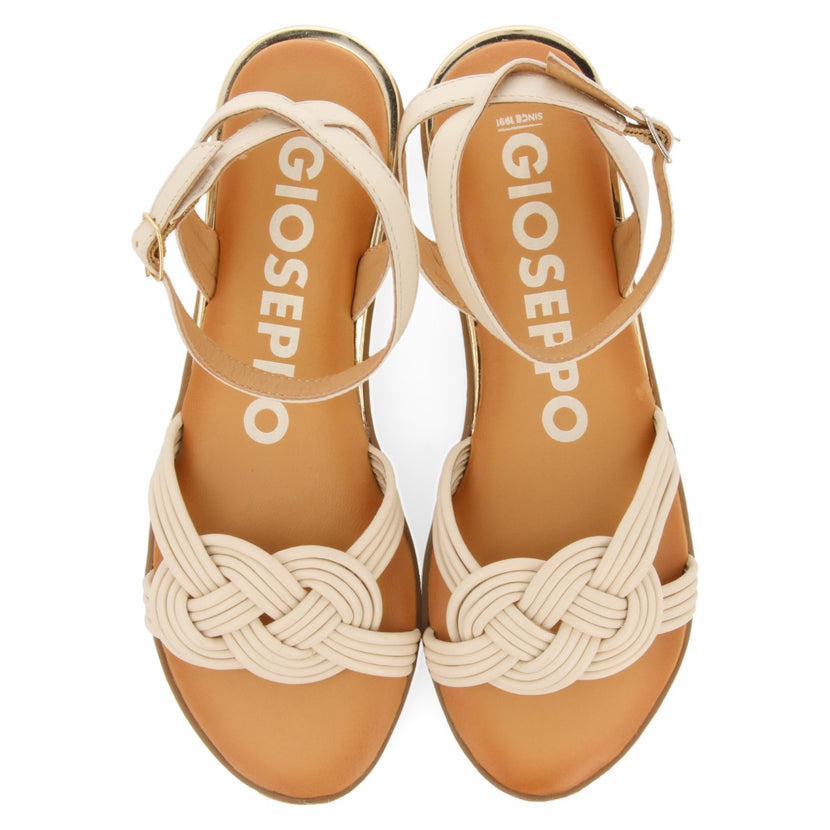 Sandali off-white con strisce annodate per donna telha