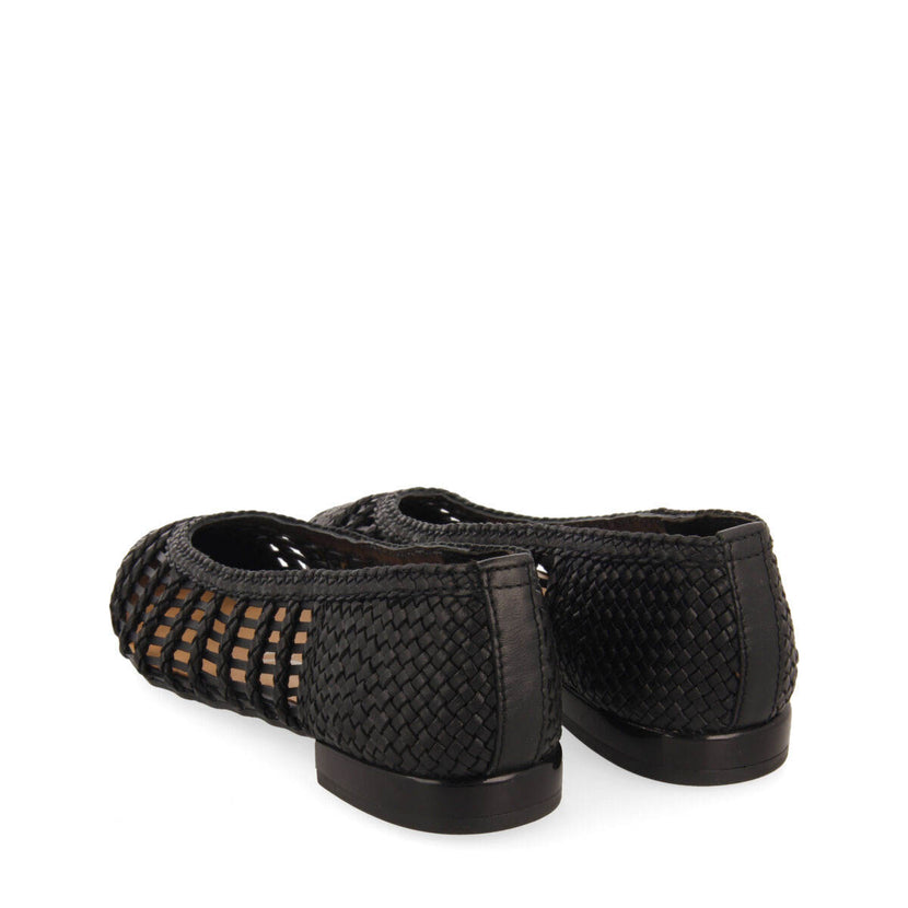 Bailarinas negras de piel trenzada con atado para mujer sagada