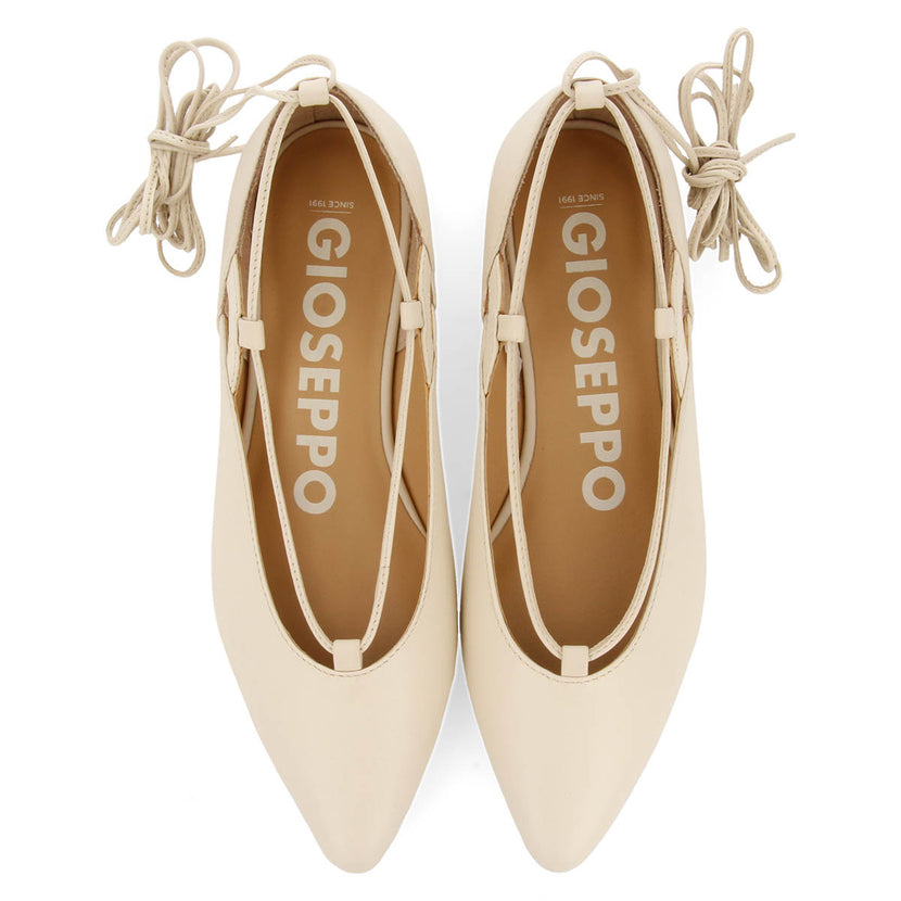 Bailarinas color off-white de piel con cordones para mujer maringa