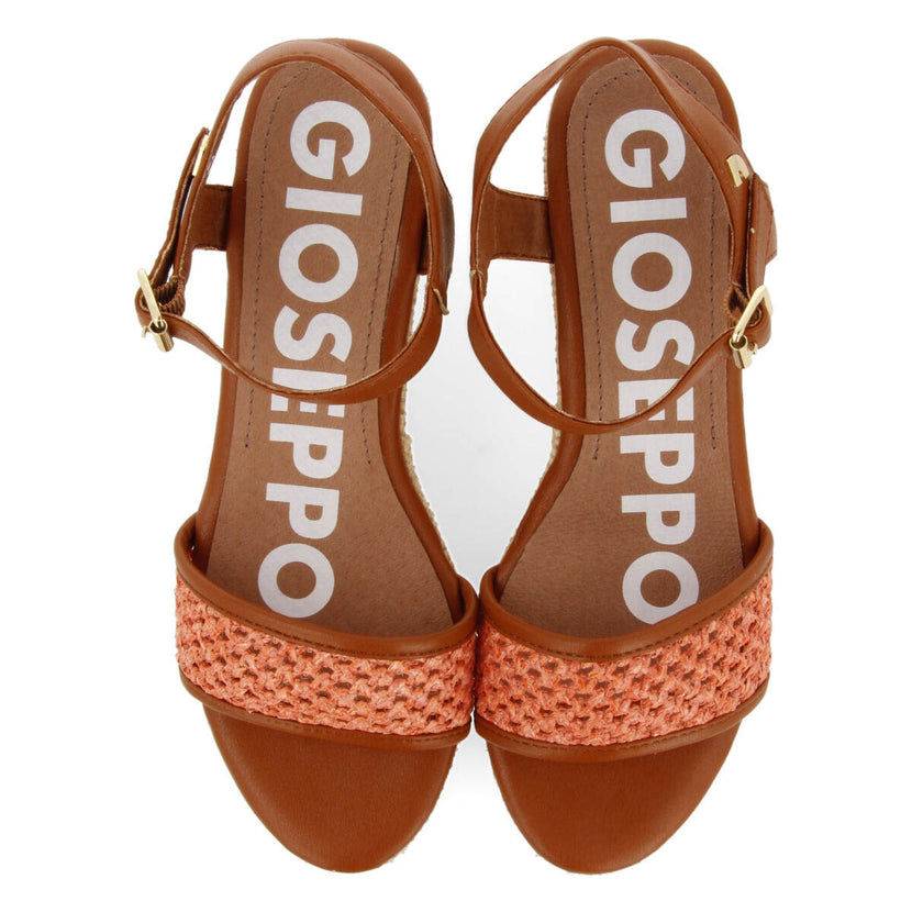 Sandali con rete color corallo e plateau per donna asquins