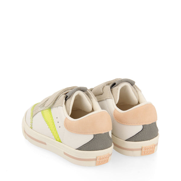 Sneakers blancas con detalles en color amarillo neón para niña yalova