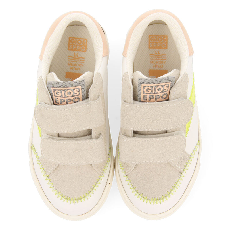 Sneakers blancas con detalles en color amarillo neón para niña yalova