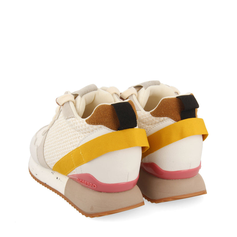 Sneakers blancas con texturas y detalles con cuña interna para mujer evosges