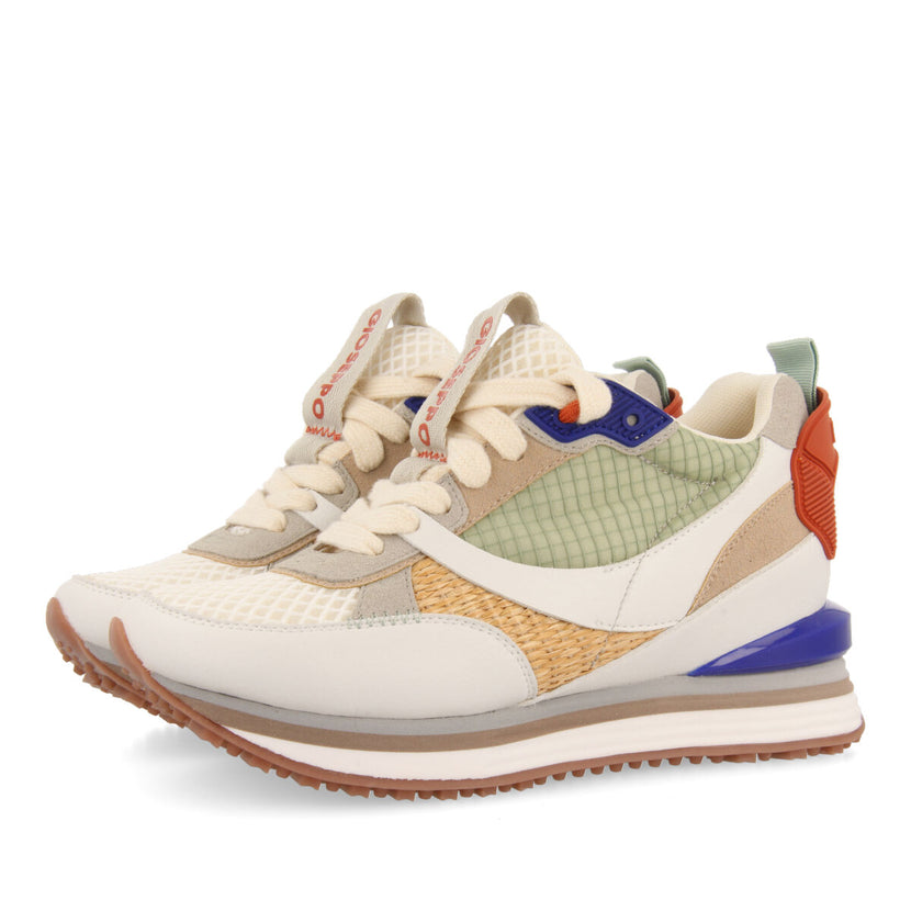 Sneakers con cuña interna blancas con detalles neón para mujer Tapirai