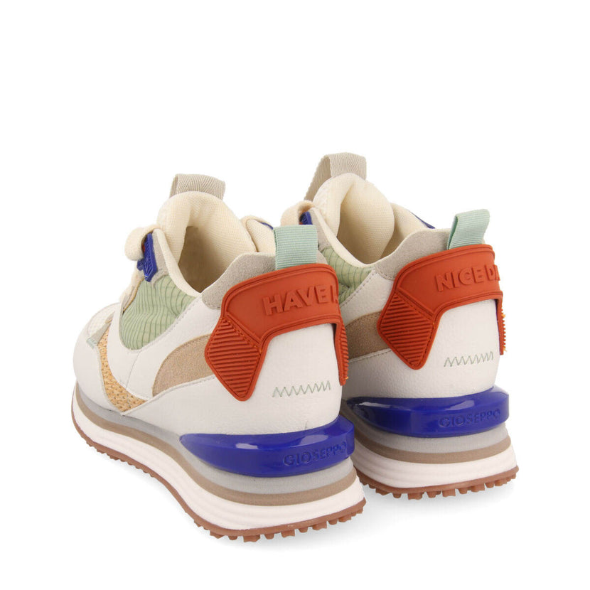 Sneakers con cuña interna blancas con detalles neón para mujer Tapirai