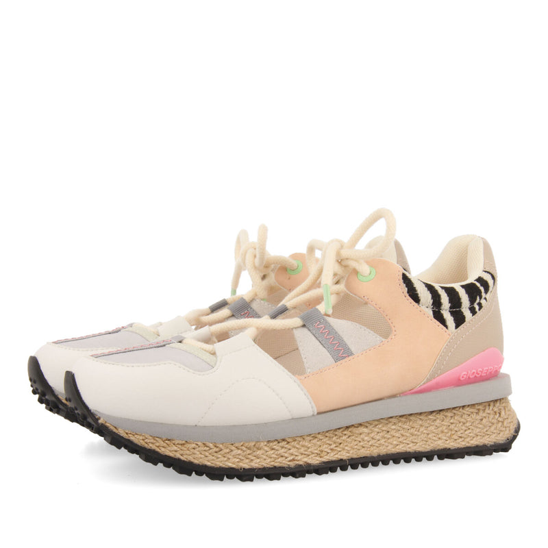 Sneakers blancas con corte semiabierto y texturas para mujer meudon