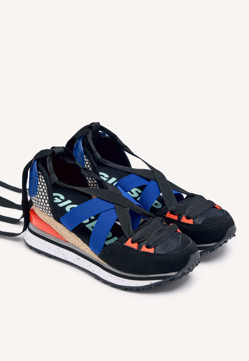 Sneakers negras tipo espadrille con cuña para mujer coinches
