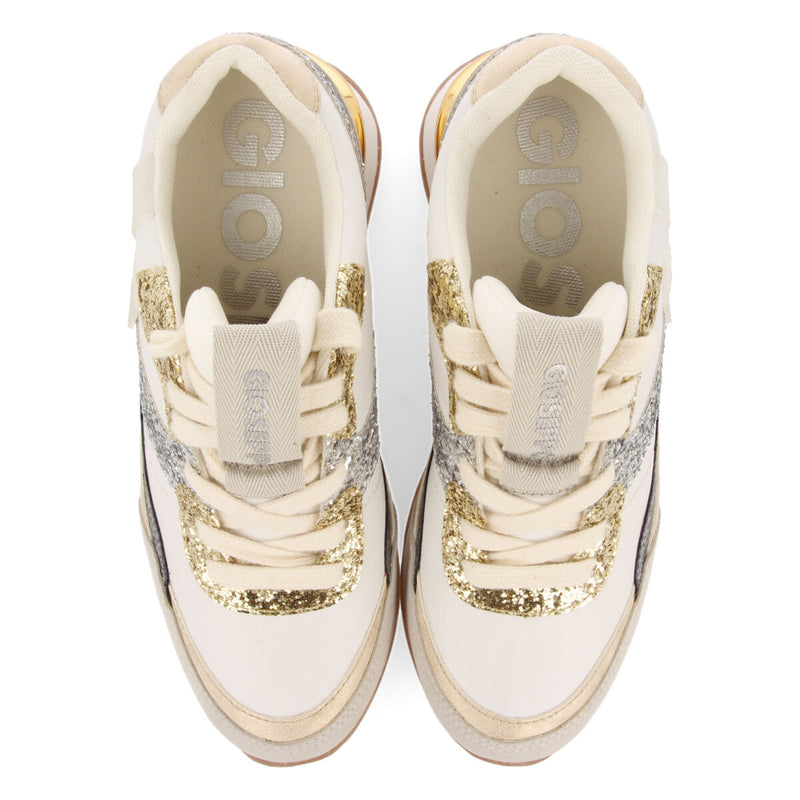 Sneakers blancas con cuña interna y detalles en glitter para mujer archon