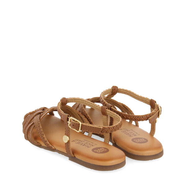 SANDALIAS DE PIEL TIPO CANGREJERAS EN COLOR CUERO PARA NIÑA SURABAYA