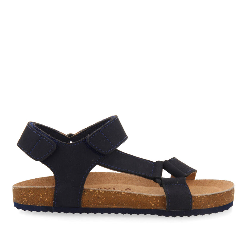 Sandalias de piel con planta anatómica en color marino para niño coamo