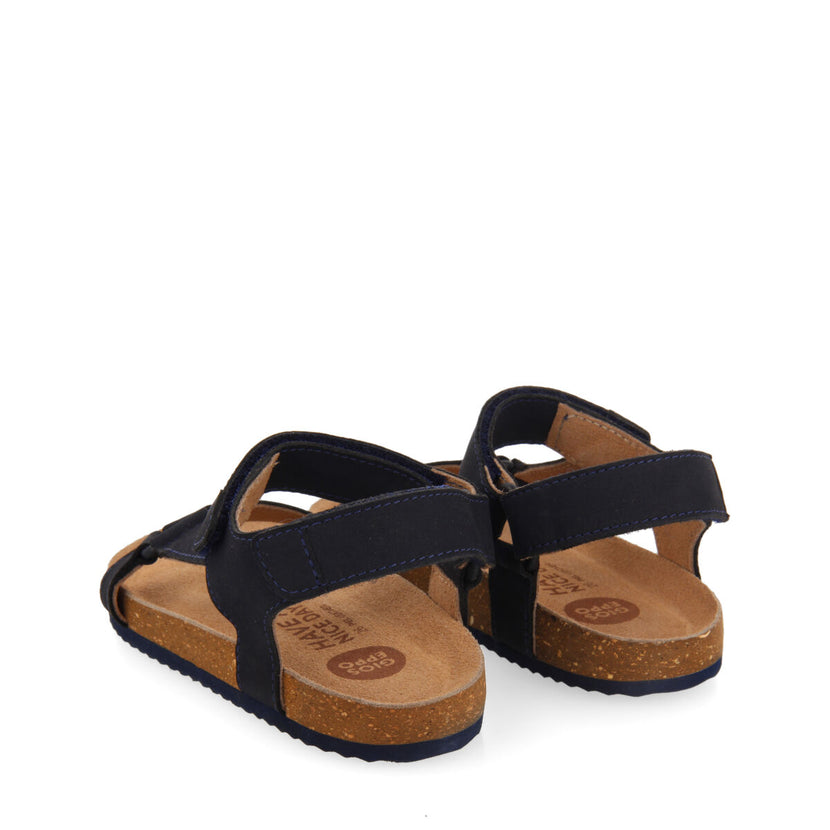 Sandalias de piel con planta anatómica en color marino para niño coamo