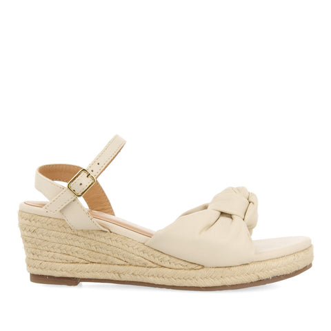 SANDALIAS OFF-WHITE DE PIEL CON CUÑA DE YUTE PARA MUJER GAMBOA