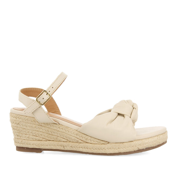 Gamboa women's off-white leather sandals with jute wedges