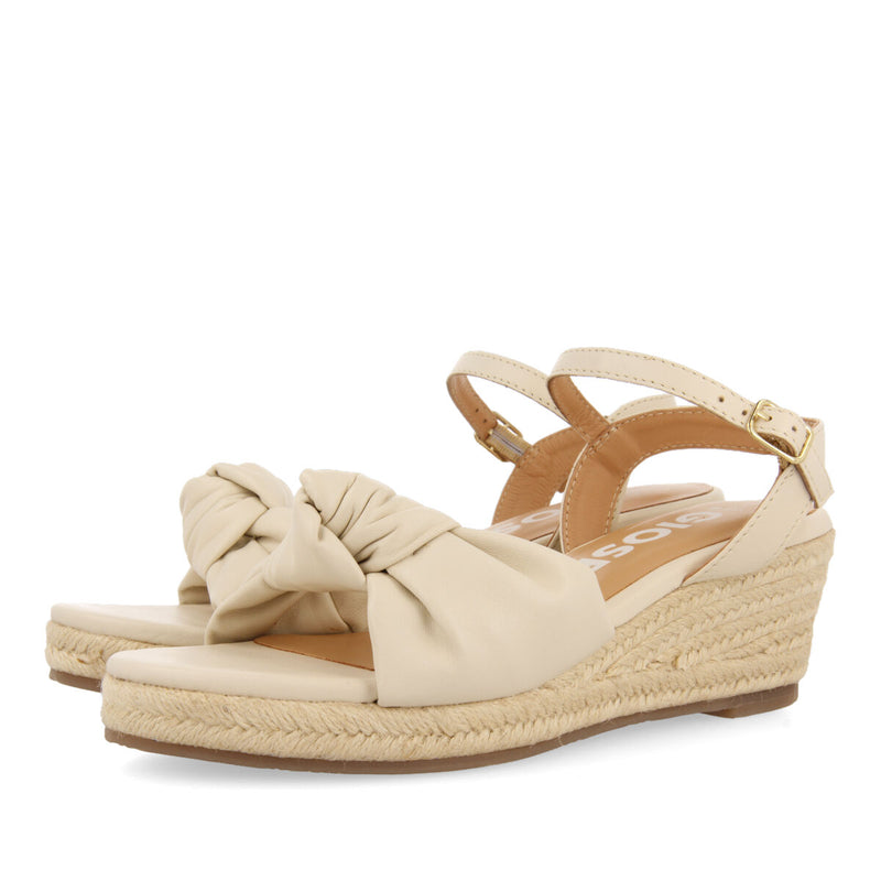 Gamboa women's off-white leather sandals with jute wedges
