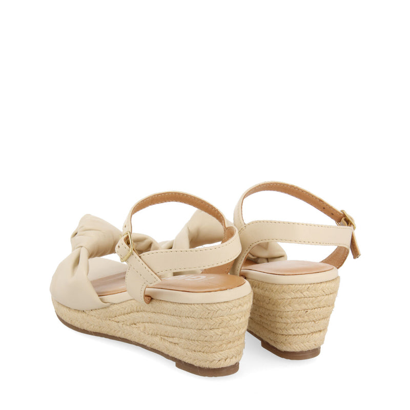 Gamboa women's off-white leather sandals with jute wedges