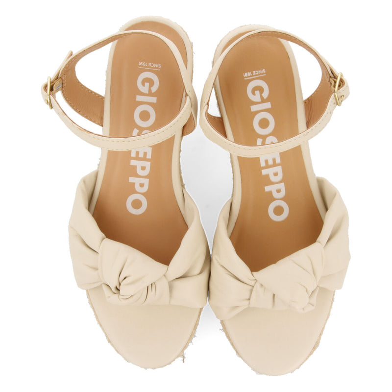 Gamboa women's off-white leather sandals with jute wedges