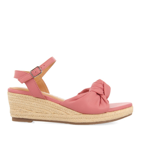 SANDALIAS ROSA DE PIEL CON CUÑA DE YUTE PARA MUJER GAMBOA