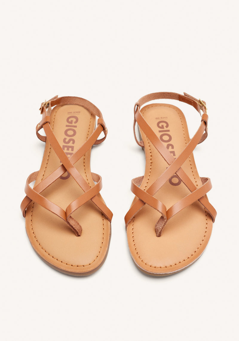 Sandalias color cuero estilo romana para mujer lelex