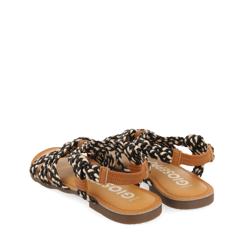 Sandali bassi con intreccio bianco e nero per donna matupa