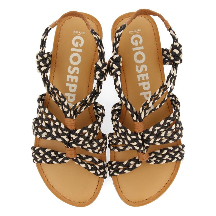 Sandali bassi con intreccio bianco e nero per donna matupa