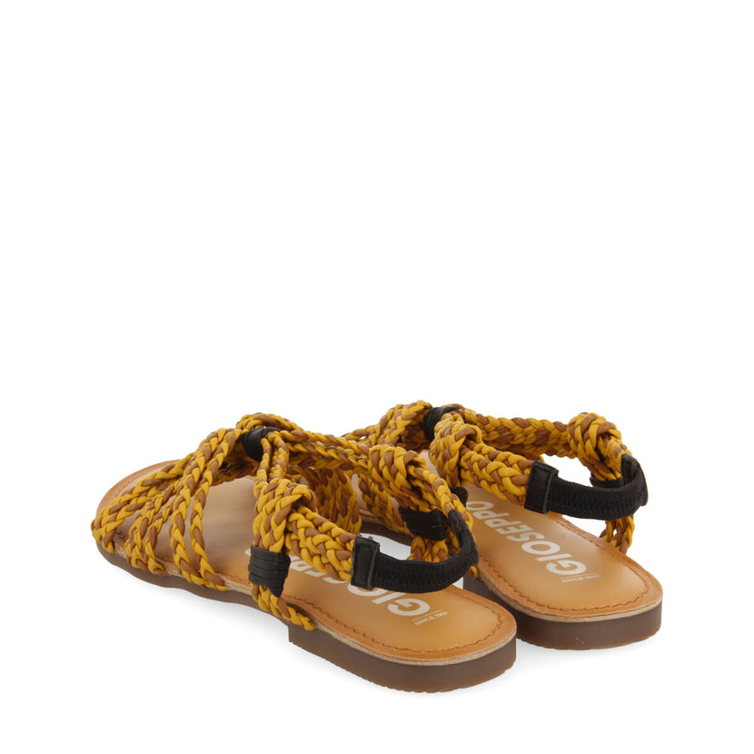 Sandali bassi con intreccio ocra-marrone per donna matupa