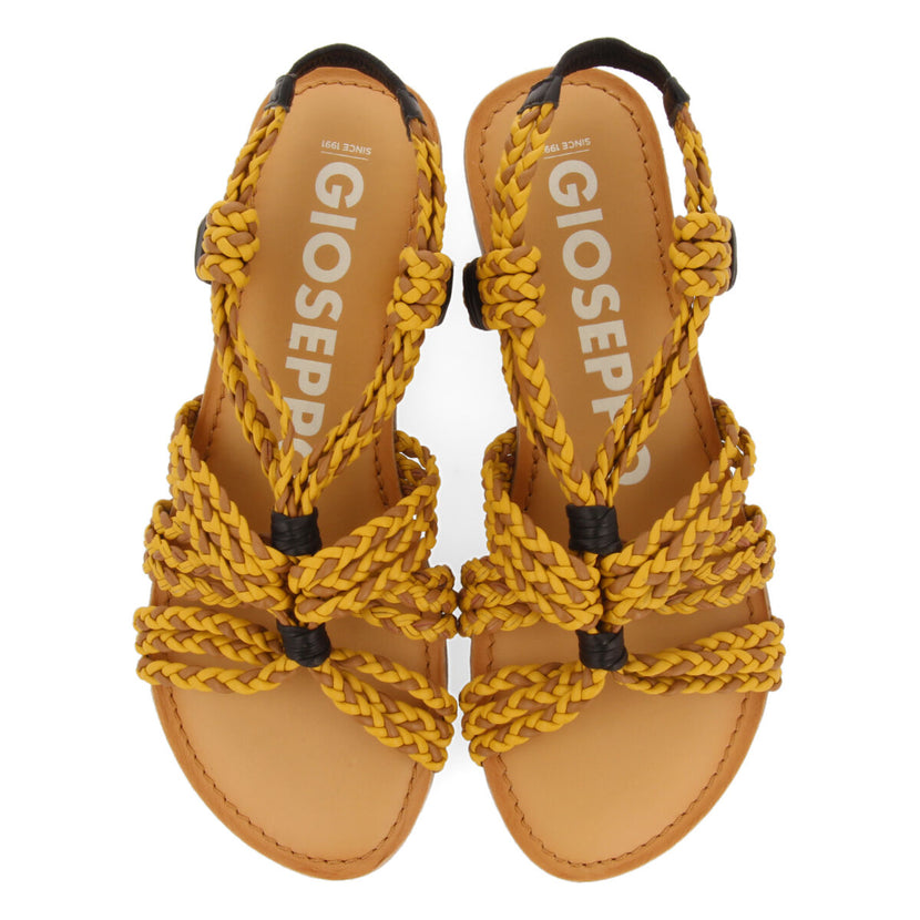 Sandali bassi con intreccio ocra-marrone per donna matupa