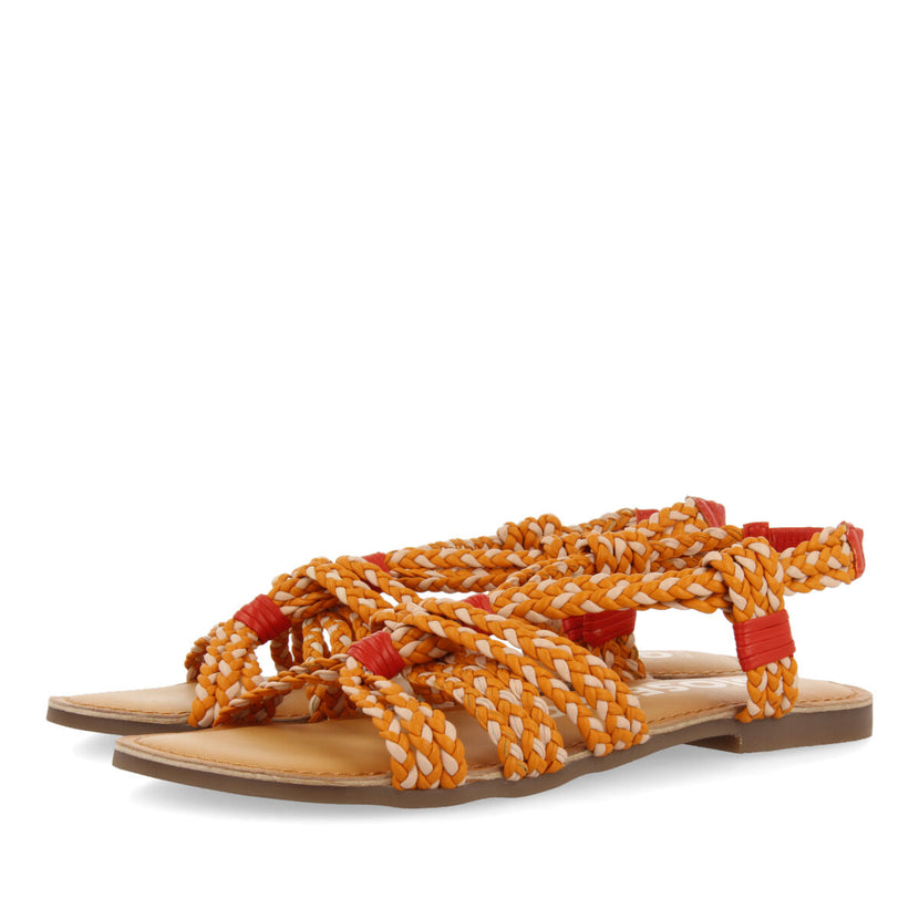 Sandali bassi con intreccio rosa-arancione per donna matupa