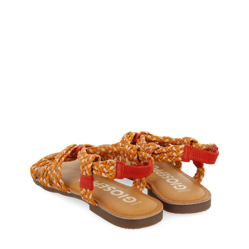 Sandali bassi con intreccio rosa-arancione per donna matupa