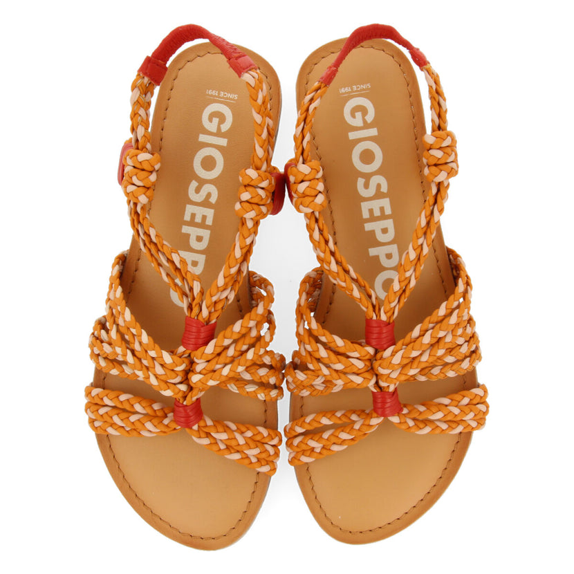 Sandali bassi con intreccio rosa-arancione per donna matupa