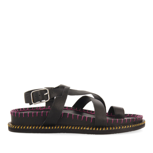 Sandalias negras tipo bio con tiras para mujer liborina