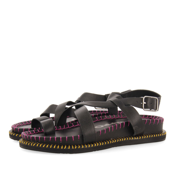 Sandalias negras tipo bio con tiras para mujer liborina