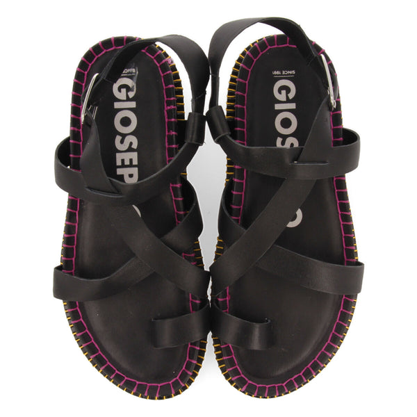 Sandalias negras tipo bio con tiras para mujer liborina